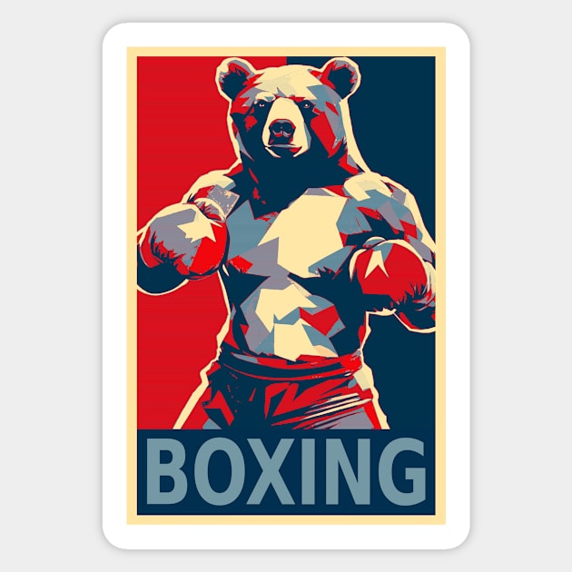 Boxing Bear Hope Wpap Sticker by DesignArchitect